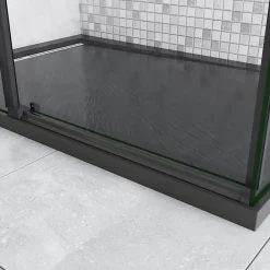 AICA Sanitaire Cabine de Douche Coulissante en Verre Anticalcaire 8 mm - 120x90x200 cm - Noir Mat - Montage Réversible