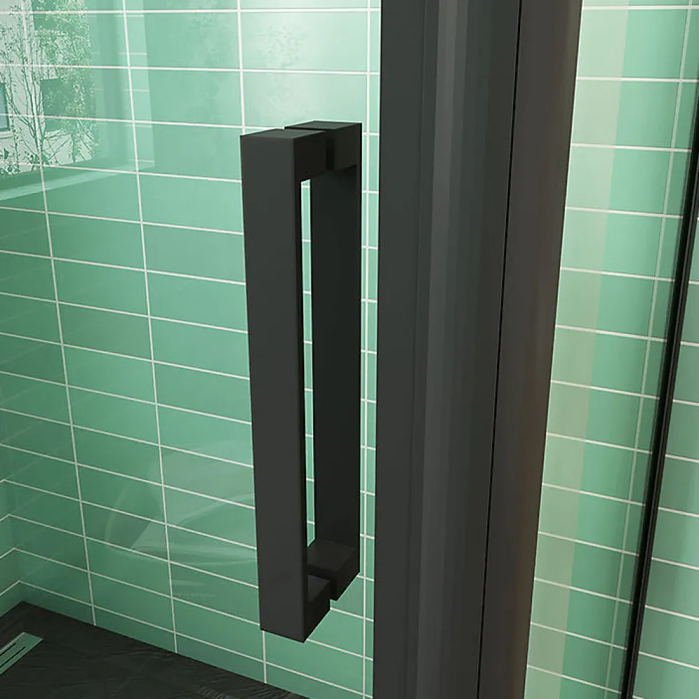 AICA Sanitaire Cabine de douche coulissante avec l'amortisseur - Porte de douche en 8mm verre anticalcaire - profilé noir mat - 110x80x195 cm