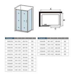 AICA Sanitaire Cabine de douche coulissante - 110 x 80 x 190 cm - 5 mm Verre sécurit transparent - Aluminium chromé
