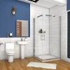 AICA Sanitaire Cabine de douche coulissante - Verre anticalcaire 6 mm - Accès par angle - Poignée en acier inox chromé - 110x70x195 cm
