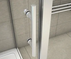 AICA Sanitaire Cabine de douche coulissante avec 2 parois - 140x80x190cm - 5mm Verre transparent - alu chromé - Montage réversible