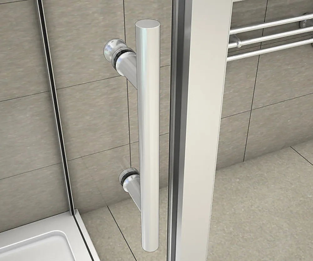 AICA Sanitaire Cabine de douche coulissante avec 2 parois - 140x80x190cm - 5mm Verre transparent - alu chromé - Montage réversible