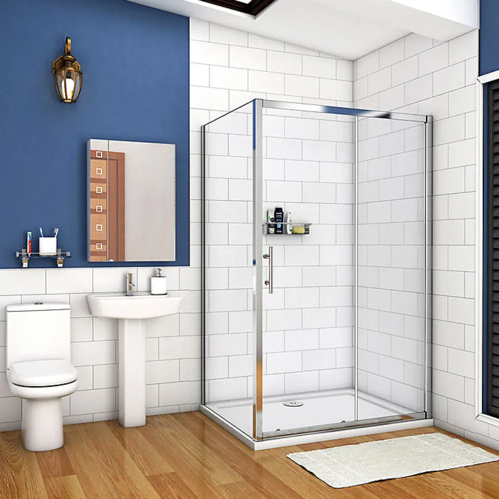 Cabine De Douche|AICA Sanitaire Cabine de douche coulissante - 110 x 70 x 190 cm - 5 mm Verre sécurit transparent - Aluminium chromé