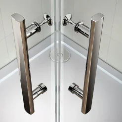 AICA Sanitaire Cabine de douche coulissante angle 80x80x185 cm - Verre sécurit 6 mm - Chrome