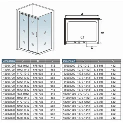 AICA Sanitaire Cabine de douche d'angle - 150x80x195 cm - 8mm verre anticalcaire - porte coulissante - Chrome
