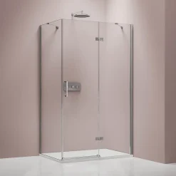 Porte De Douche|Bernstein Cabine de douche d'angle verre 8mm, 1 porte battante, Profilé Chrome - NT403 - 90x120x195cm