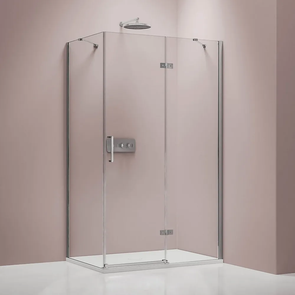 Porte De Douche|Bernstein Cabine de douche d'angle verre 8mm, 1 porte battante, Profilé Chrome - NT403 - 90x120x195cm