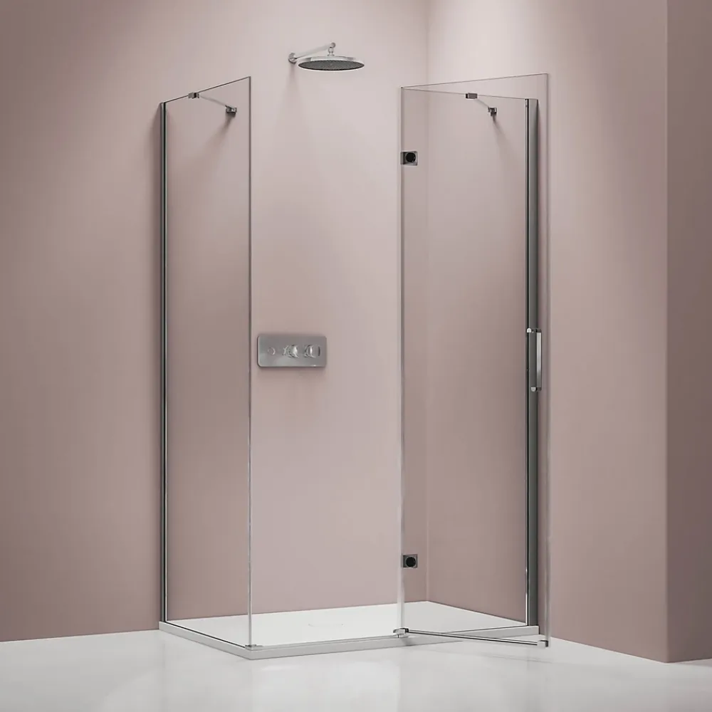 Porte De Douche|Bernstein Cabine de douche d'angle verre 8mm, 1 porte battante, Profilé Chrome - NT403 - 90x120x195cm