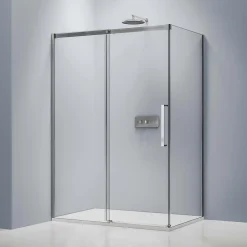 Paroi De Douche|Bernstein Cabine de douche en coin, verre trempé 8mm, portes coulissantes, profilé chrome - DX906 FLEX - 120x80x195cm (LxPxH)