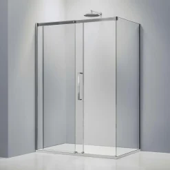 Paroi De Douche|Bernstein Cabine de douche en coin, verre trempé 8mm, portes coulissantes, profilé chrome - DX906 FLEX - 120x80x195cm (LxPxH)