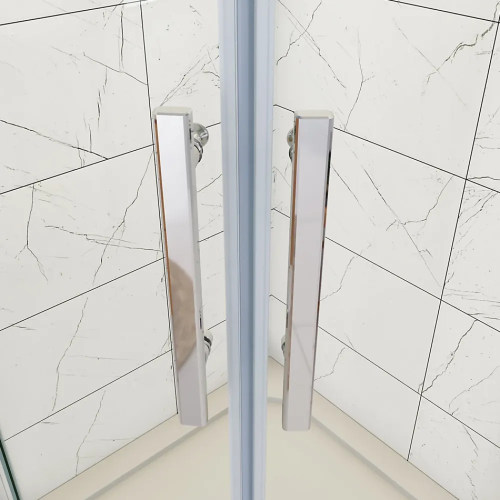 AICA Sanitaire Cabine de douche en quart de cercle chromé 80x80x195cm,Cabine de douche intégrale d'angle,porte de douche pivotante