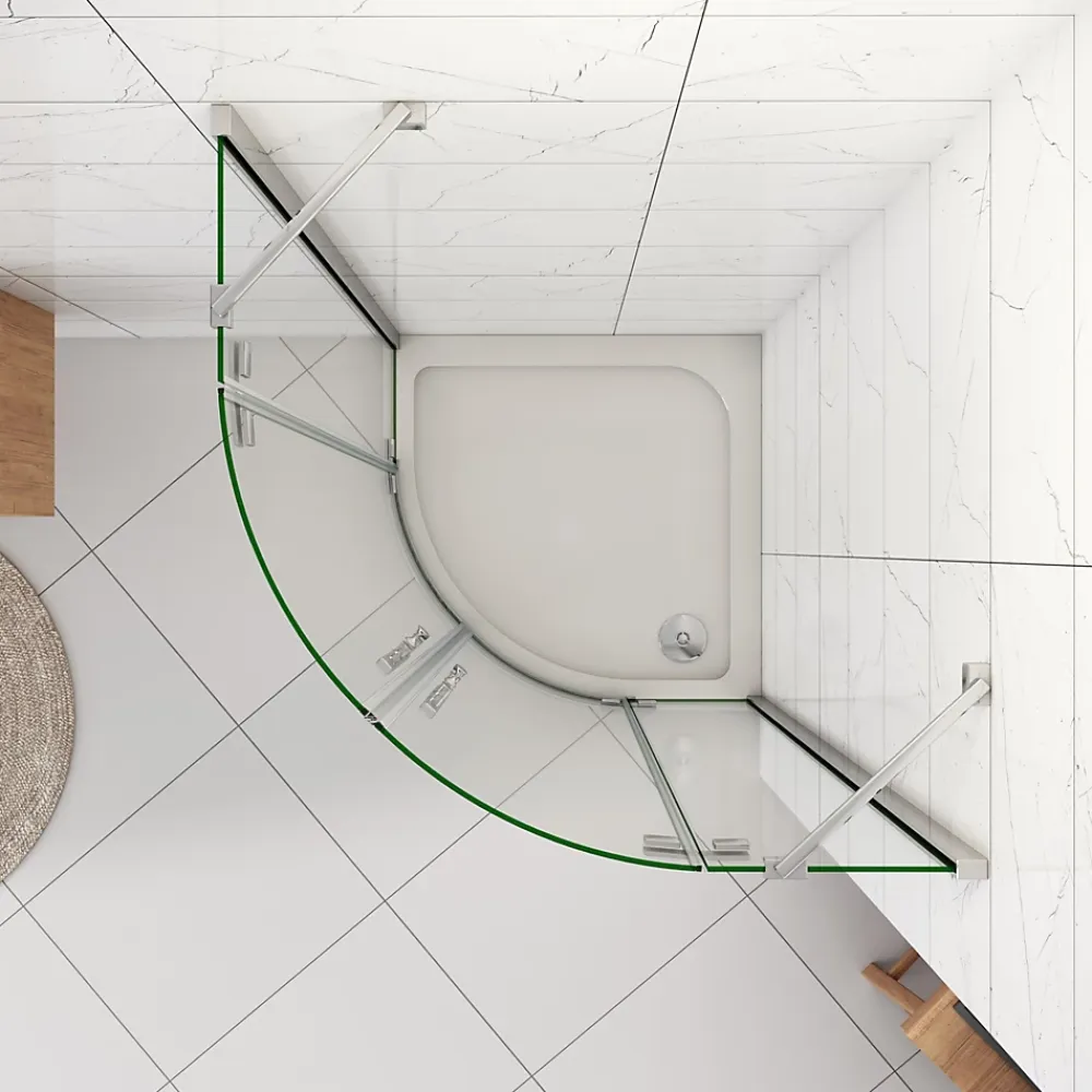 AICA Sanitaire Cabine de douche en quart de cercle chromé 80x80x195cm,Cabine de douche intégrale d'angle,porte de douche pivotante