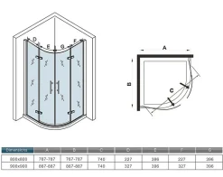 AICA Sanitaire Cabine de douche en quart de cercle chromé 80x80x195cm,Cabine de douche intégrale d'angle,porte de douche pivotante