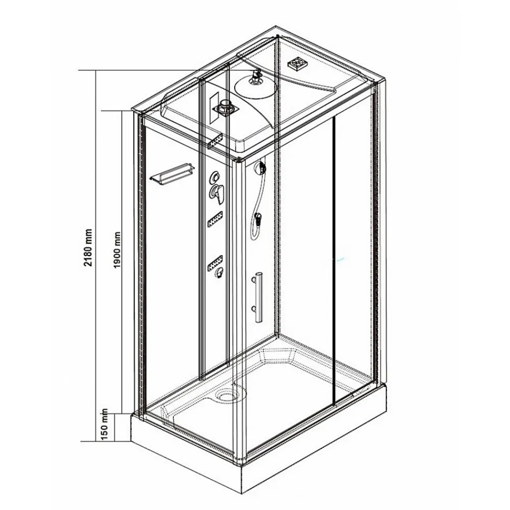 Cabine De Douche|Sanitaire Cabine de douche EVEREST 80x120cm