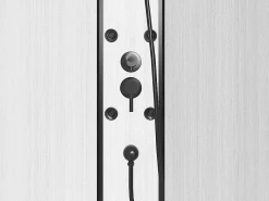 Vente-unique Cabine de douche hydromassante en fibre de bambou - Noir mat - L80 x l80 x H225 cm - ZALIFA