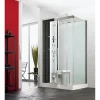 Cabine De Douche|Kinedo Cabine de douche hydromassante et hammam HORIZON 120x120 hauteur receveur 12,5cm 1 porte pivotante finition perle noire