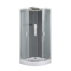 GoodHome Cabine de douche hydromassante quart de cercle 90 x 90 cm, profilés chromés, Beloya