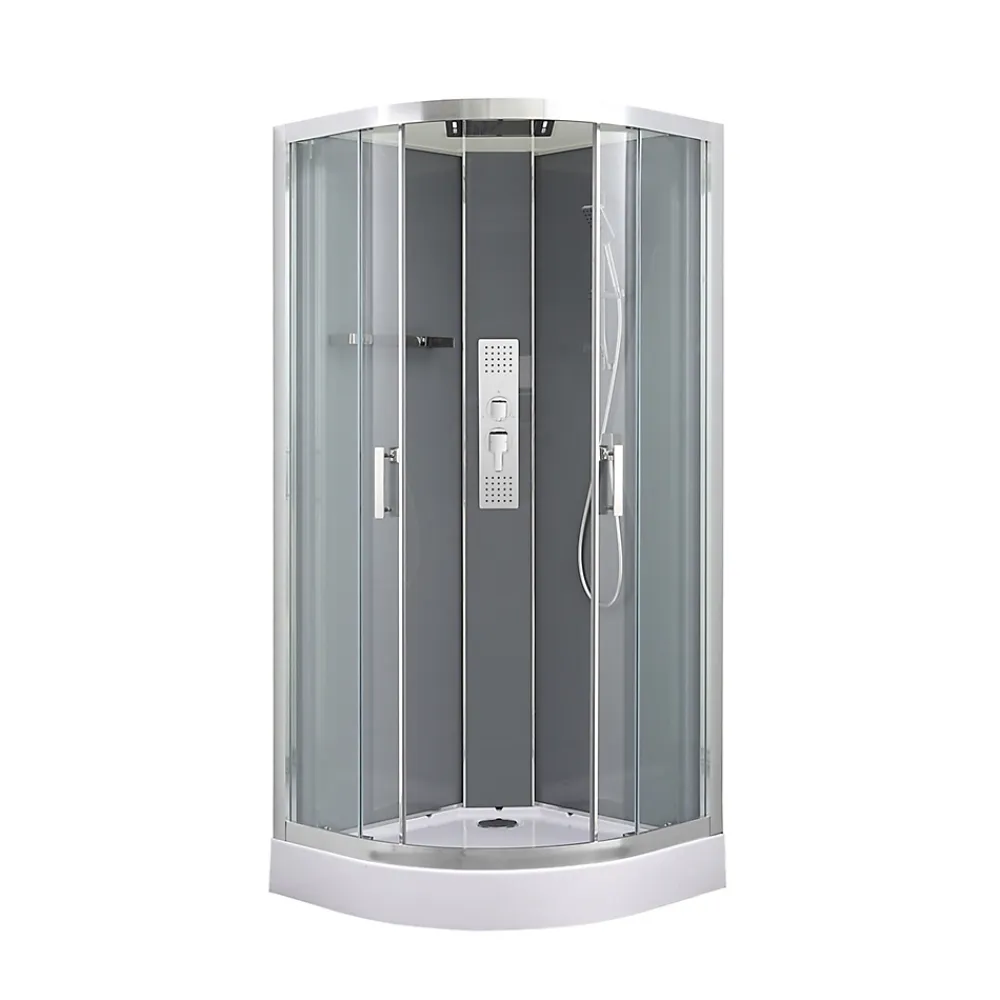 GoodHome Cabine de douche hydromassante quart de cercle 90 x 90 cm, profilés chromés, Beloya