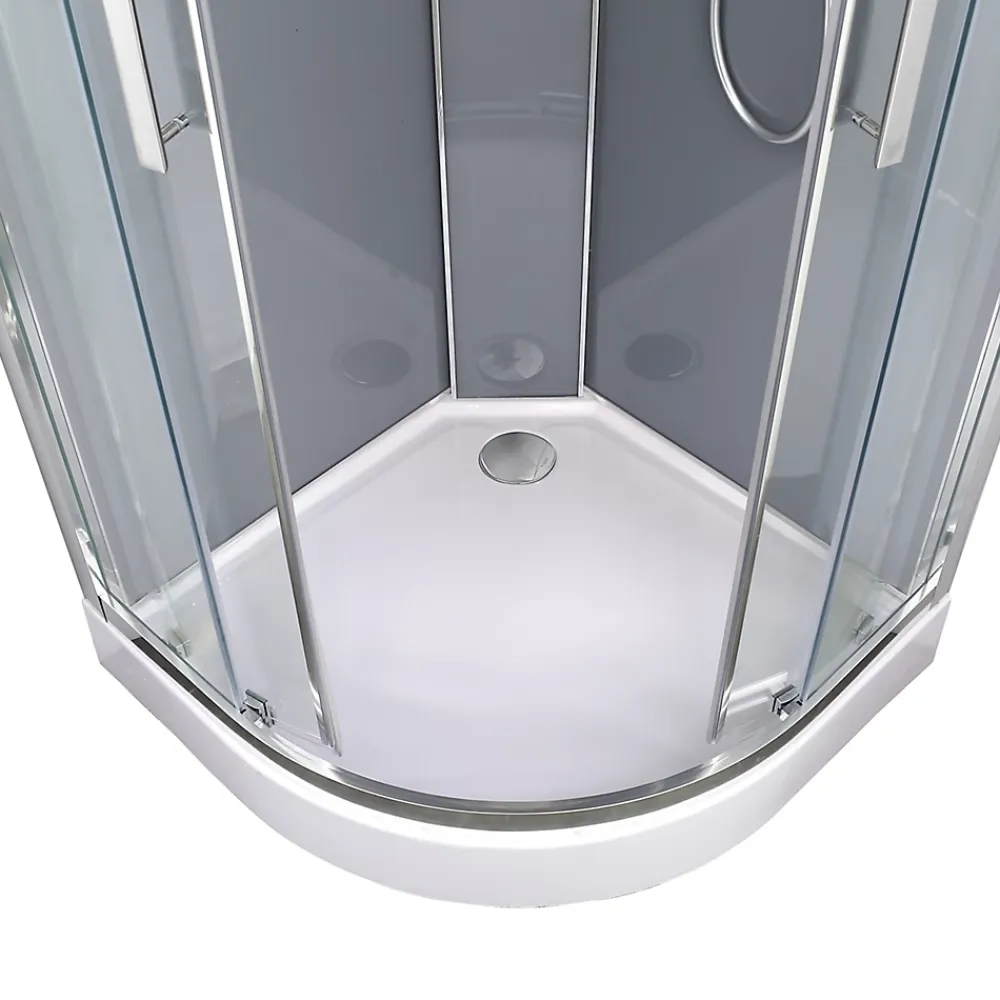 GoodHome Cabine de douche hydromassante quart de cercle 90 x 90 cm, profilés chromés, Beloya