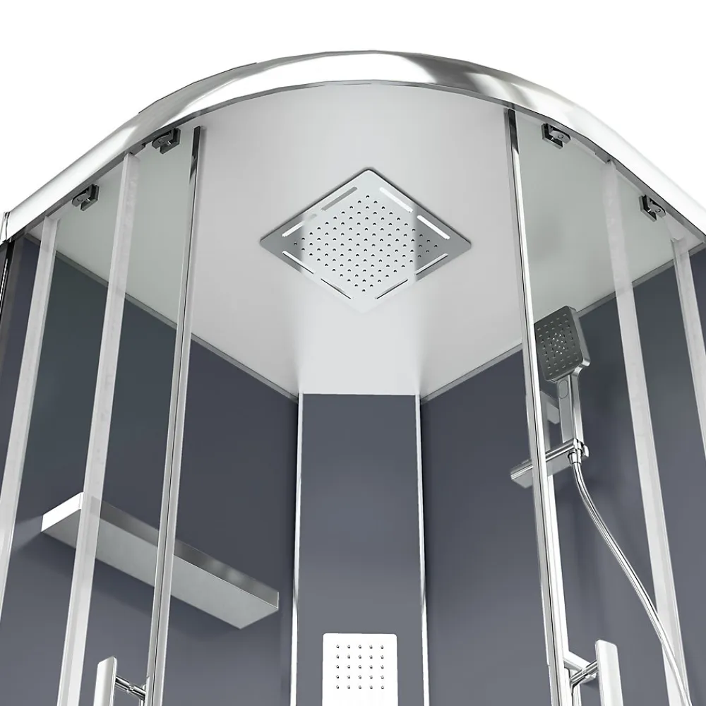 GoodHome Cabine de douche hydromassante quart de cercle 90 x 90 cm, profilés chromés, Beloya