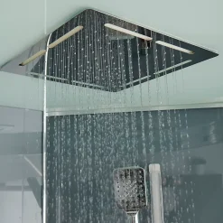 GoodHome Cabine de douche hydromassante quart de cercle 90 x 90 cm, profilés chromés, Beloya