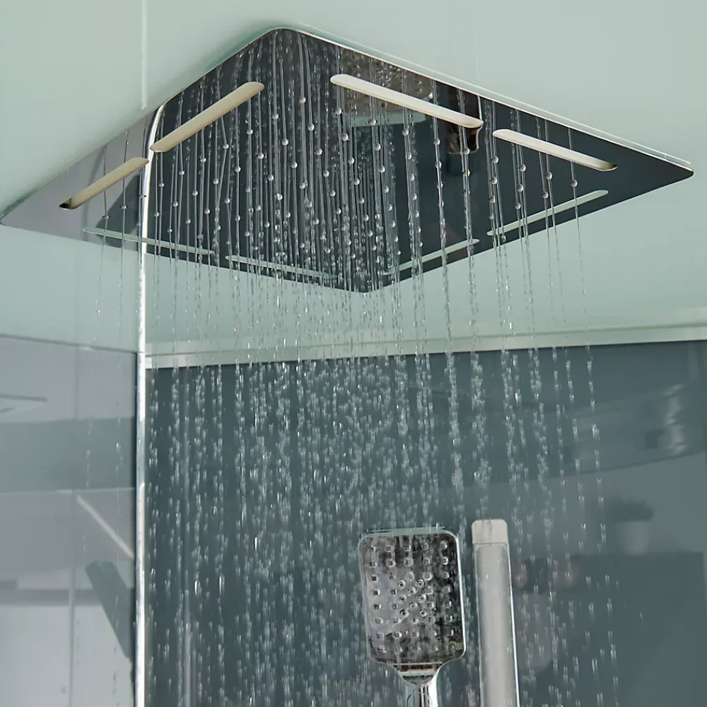 GoodHome Cabine de douche hydromassante quart de cercle 90 x 90 cm, profilés chromés, Beloya