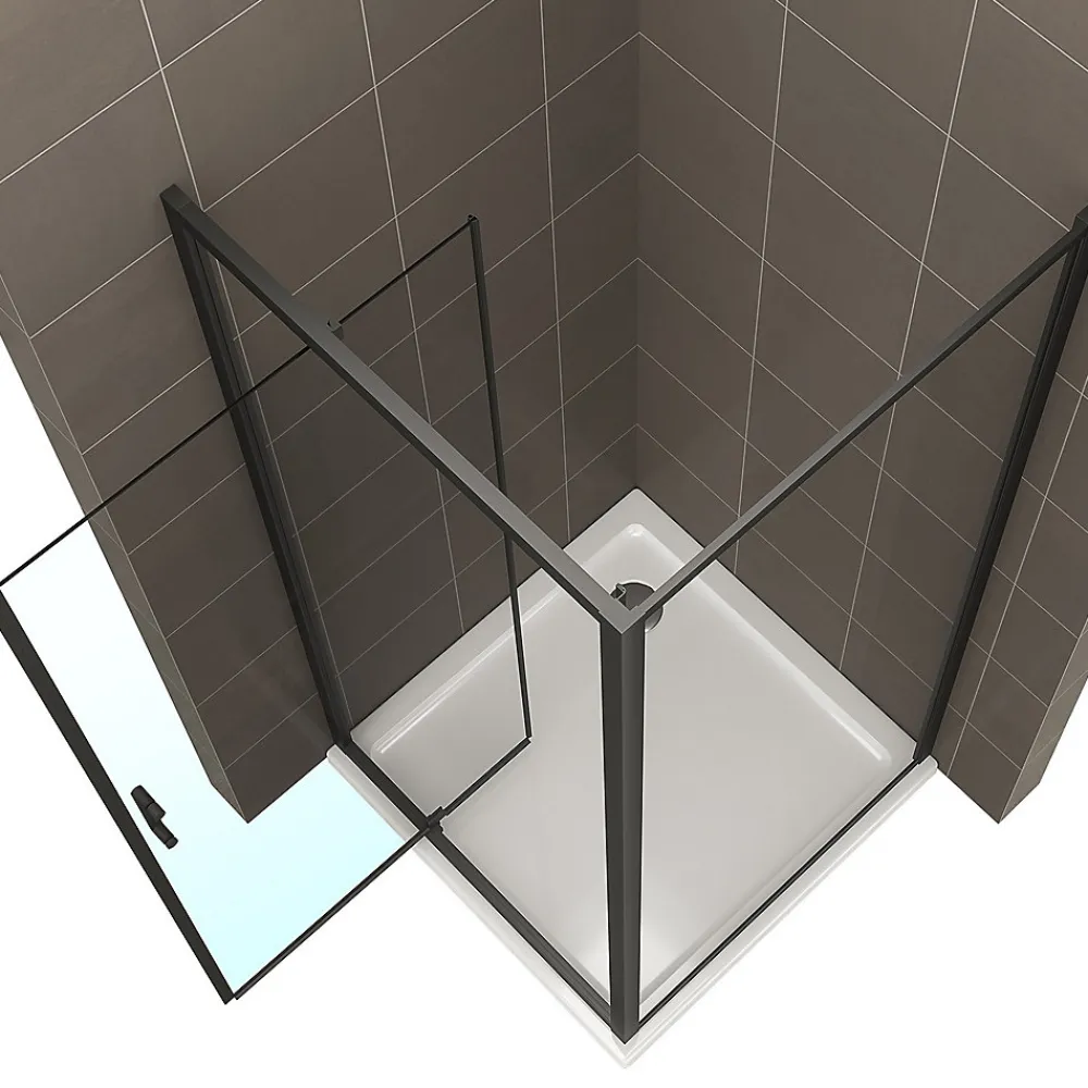 Cabine De Douche|Saniverre Cabine de douche IBEABLACK H.190 cm porte pivotante verre transparent 90 x 70 cm (porte 90) -