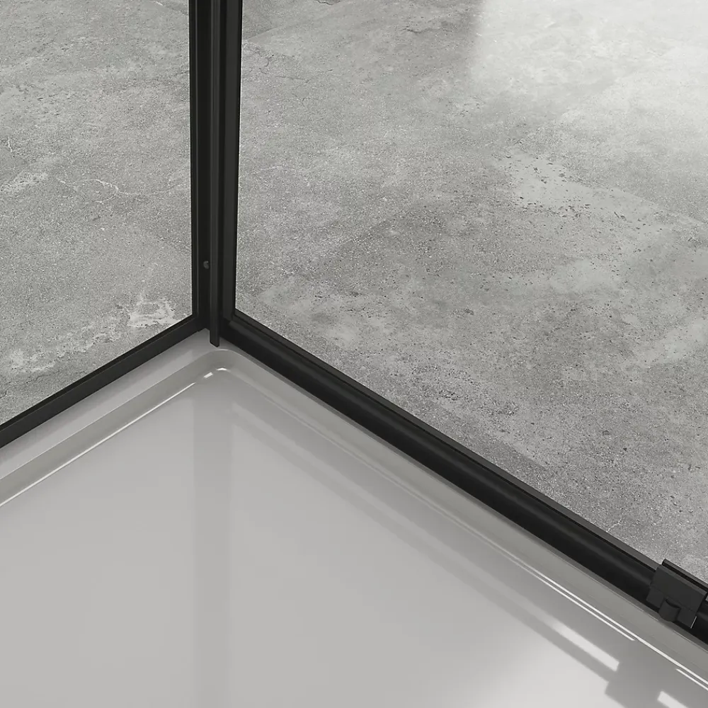 Cabine De Douche|Saniverre Cabine de douche IBEABLACK H.190 cm porte pivotante verre transparent 90 x 70 cm (porte 90) -