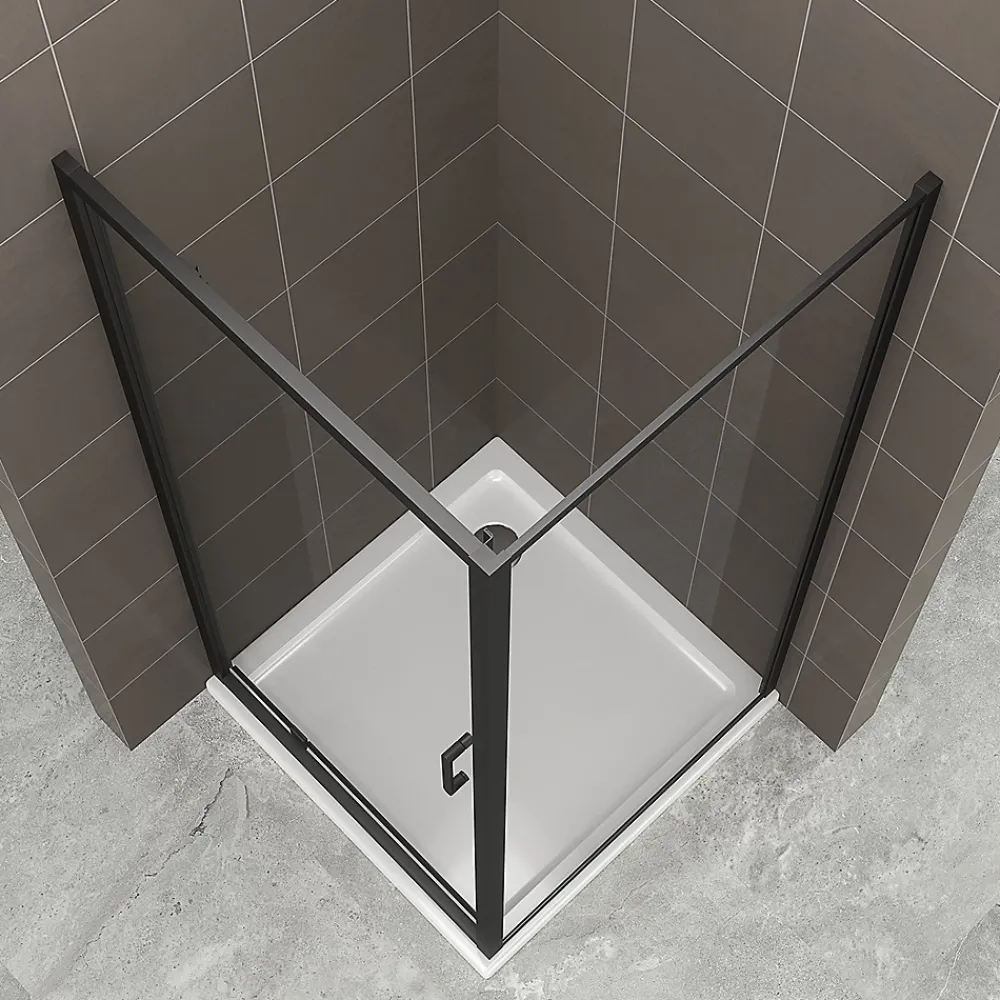 Cabine De Douche|Saniverre Cabine de douche IBEABLACK H.190 cm porte pivotante verre transparent 80 x 80 cm -