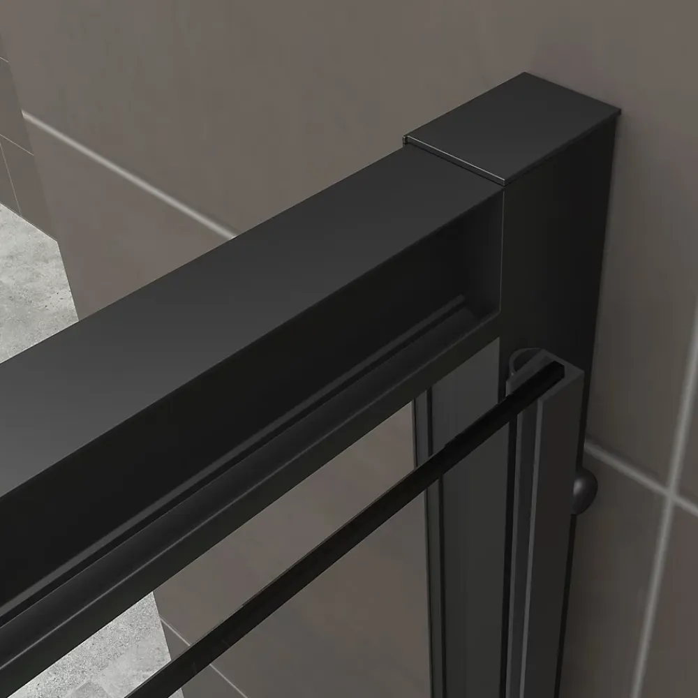 Cabine De Douche|Saniverre Cabine de douche IBEABLACK H.190 cm porte pivotante verre transparent 80 x 80 cm -