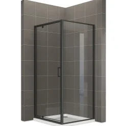 Saniverre Cabine de douche IBEABLACK H.190 cm porte pivotante verre transparent 70 x 80 cm (porte 70) -