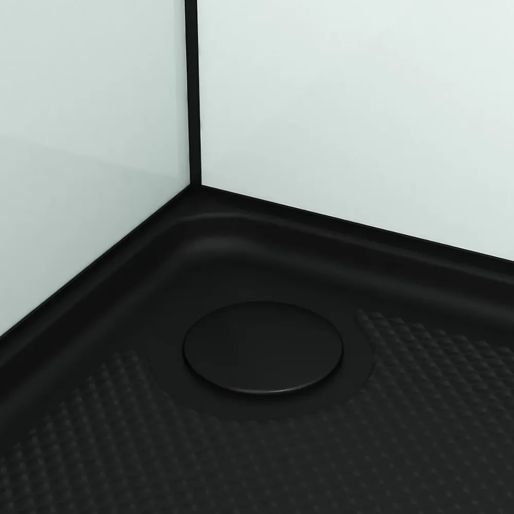 Aurlane Cabine de douche intégrale 80x80x200 cm carrée - Portes coulissantes - Receveur Noir Mat