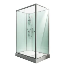 Schulte Cabine de douche intégrale rectangulaire, L.140 x l.90 x H.204 cm, porte coulissante ouverture gauche, profilé alu-argenté, Ibiza
