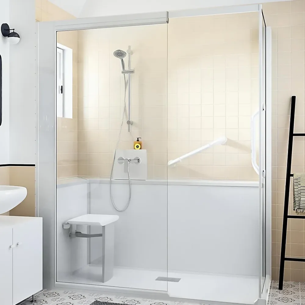 Kinedo Cabine de douche Kinemagic Sérénité 160x80 angle basse solo transparent thermostatique