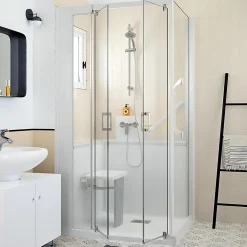 Cabine De Douche|Kinedo Cabine de douche Kinemagic Design 120x80 habillage toute hauteur 1 porte pivotante verre transparent avec mitigeur