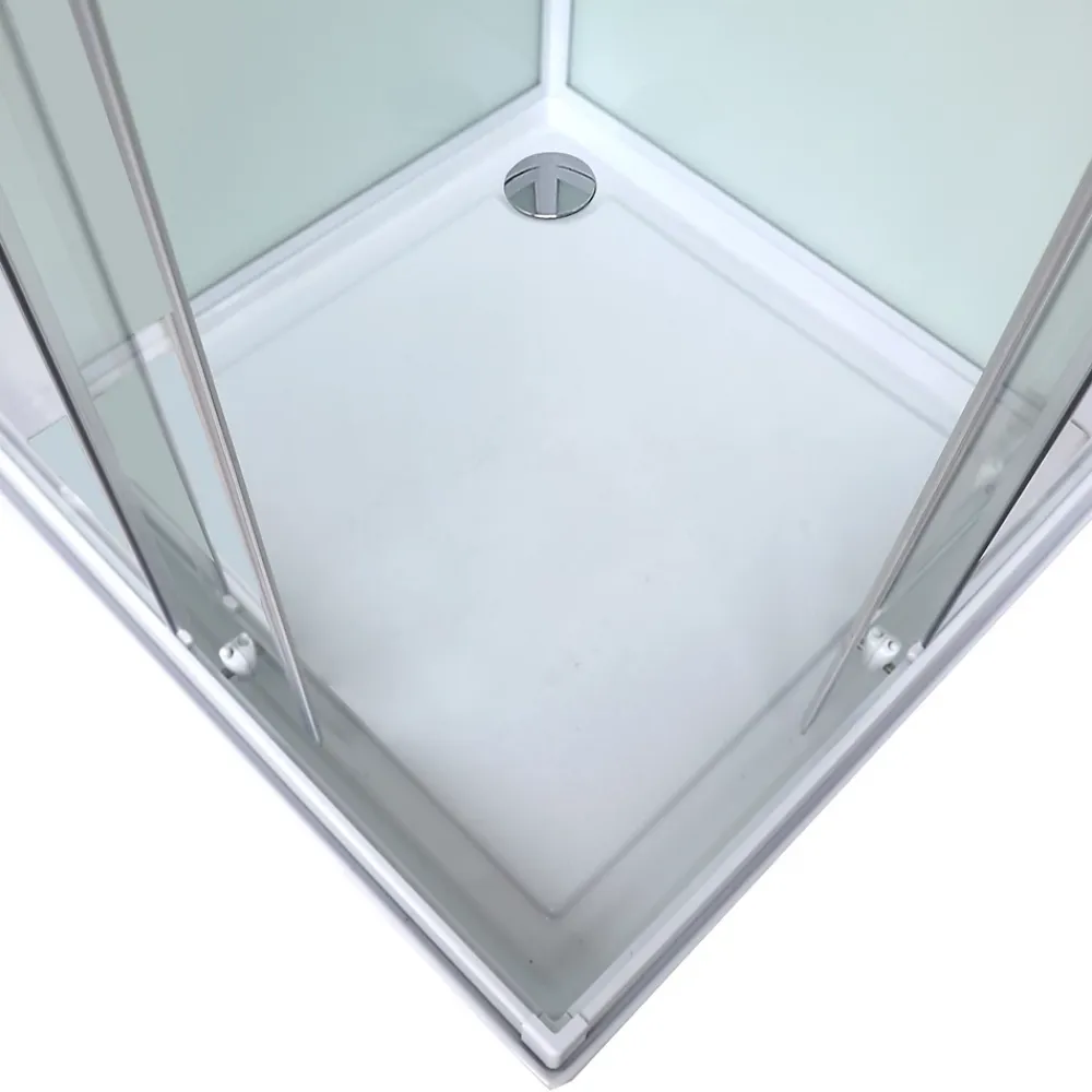 Cabine de douche l.80 x L.80 x H.200 cm – blanche, avec mitigeur et douchette, GoodHome Arkell