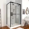 Galedo Cabine de douche l.80 x L.110 x H.230 cm – porte pivotante, style industriel noir & blanc avec profilés noirs, City