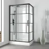 Galedo Cabine de douche l.80 x L.110 x H.215 cm – sérigraphie graphic, design noir & blanc effet verrière, Graphic