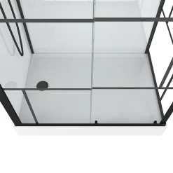 Galedo Cabine de douche l.80 x L.110 x H.215 cm – sérigraphie graphic, design noir & blanc effet verrière, Graphic