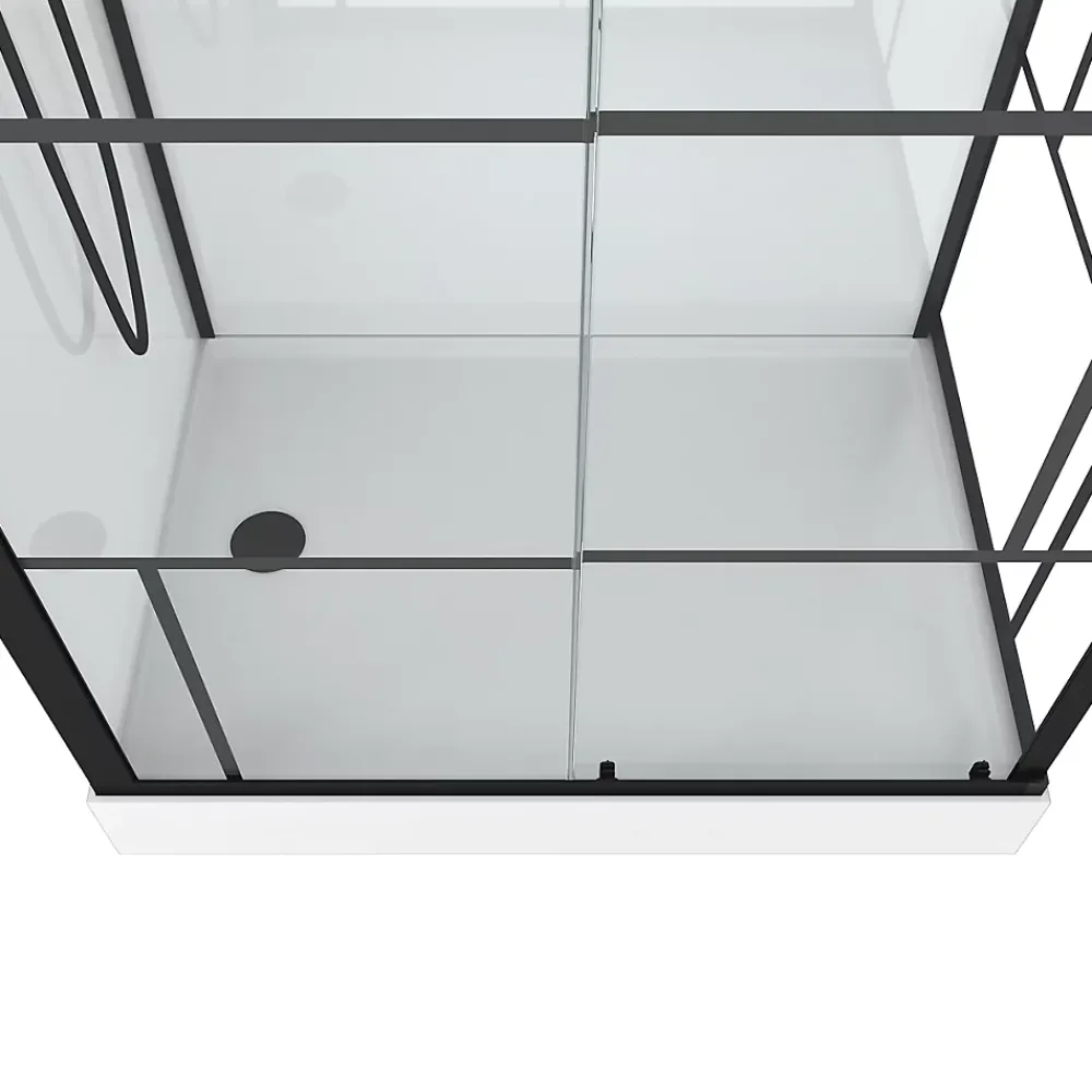 Galedo Cabine de douche l.80 x L.110 x H.215 cm – sérigraphie graphic, design noir & blanc effet verrière, Graphic