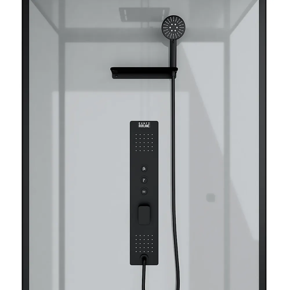 Cabine De Douche|Galedo Cabine de douche L.110 x l.80 x H.207,5 cm – hydromassante multijets, receveur bas, bouton push, Trendy Grey