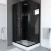 Cabine De Douche|Galedo Cabine de douche l.80 x L.110 x H.215 cm – design noir, hydromassante, miroir intégré, porte coulissante, Mirror 2