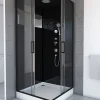Cabine De Douche|Galedo Cabine de douche l.90 x L.90 x H.230 cm – design noir, hydromassante, miroir intégré, portes coulissantes, Mirror 2 Square