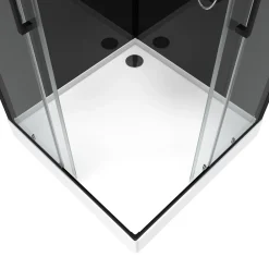 Cabine De Douche|Galedo Cabine de douche l.90 x L.90 x H.230 cm – design noir, hydromassante, miroir intégré, portes coulissantes, Mirror 2 Square