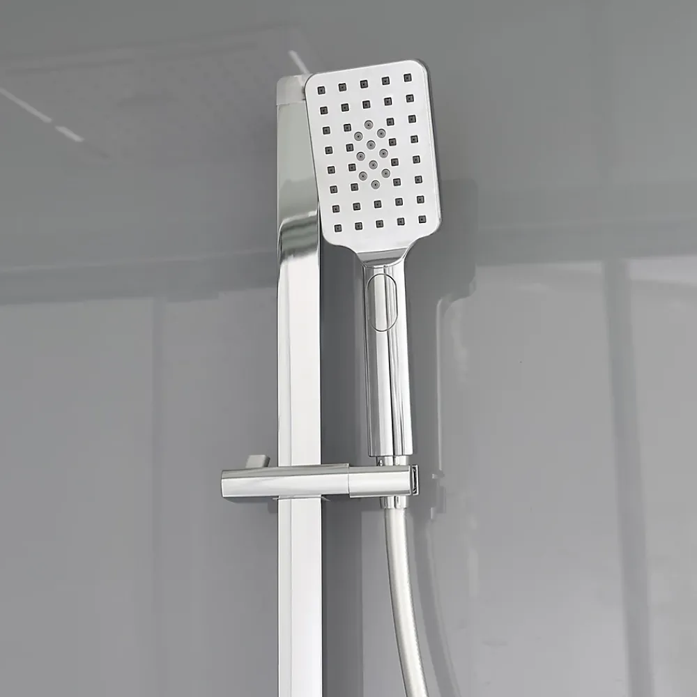 GoodHome Cabine de douche l.90 x L.110 x H.220 cm – hydromassante, fond gris profilés chromés, Beloya