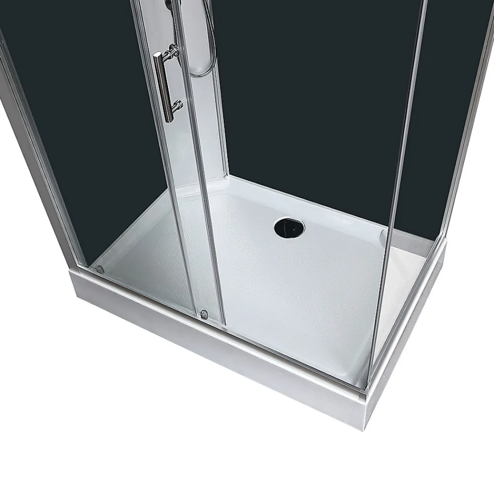 GoodHome Cabine de douche l.80 x L.120 x H.225 cm – hydromassante, grise, profilés chromés, montage rapide, Onega