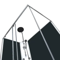 GoodHome Cabine de douche l.80 x L.120 x H.225 cm – hydromassante, grise, profilés chromés, montage rapide, Onega