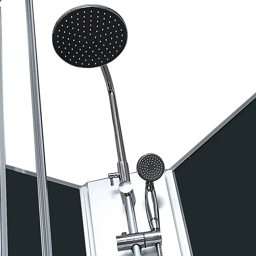 GoodHome Cabine de douche l.80 x L.120 x H.225 cm – hydromassante, grise, profilés chromés, montage rapide, Onega