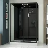 Cabine De Douche|Galedo Cabine de douche l.85 x L.140 x H.218 cm – XXL, hydromassante connectée, Bluetooth, noir & blanc, Aura