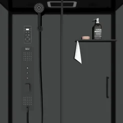 Cabine De Douche|Galedo Cabine de douche l.85 x L.140 x H.218 cm – XXL, hydromassante connectée, Bluetooth, noir & blanc, Aura